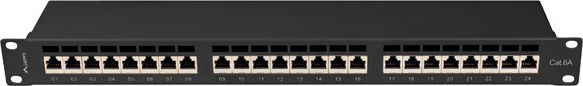 LANBERG PATCH PANEL 24 PORTŮ 1U 19" CAT.6A FTP STÍNĚNÝ ČERNÝ