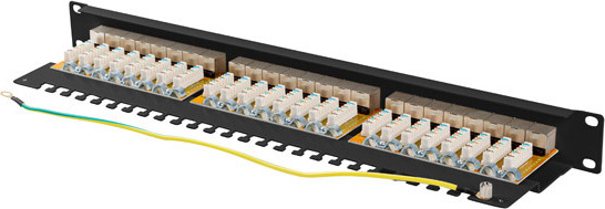 LANBERG PATCH PANEL 24 PORTŮ 1U 19" CAT.6A FTP STÍNĚNÝ ČERNÝ