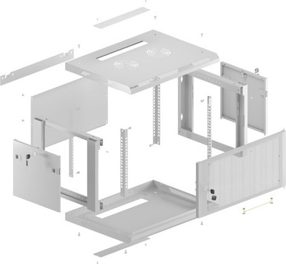 LANBERG NÁSTĚNNÁ INSTALAČNÍ SKŘÍŇ 19" 6U 600X450 ŠEDÉ PERFOROVANÉ DVEŘE - PLOCHÉ BALENÍ