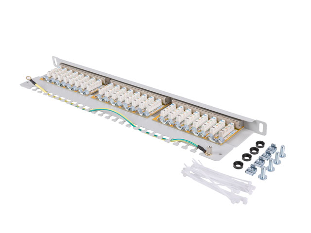 LANBERG PATCH PANEL 24 PORTŮ 0,5U 19" CAT.6 FTP STÍNĚNÝ ŠEDÝ