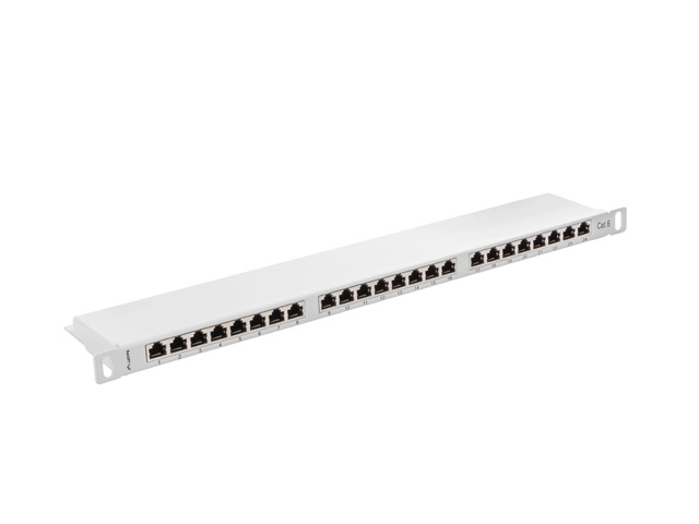 LANBERG PATCH PANEL 24 PORTŮ 0,5U 19" CAT.6 FTP STÍNĚNÝ ŠEDÝ