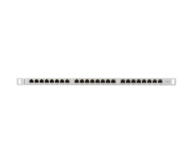 LANBERG PATCH PANEL 24 PORTŮ 0,5U 19" CAT.6 FTP STÍNĚNÝ ŠEDÝ