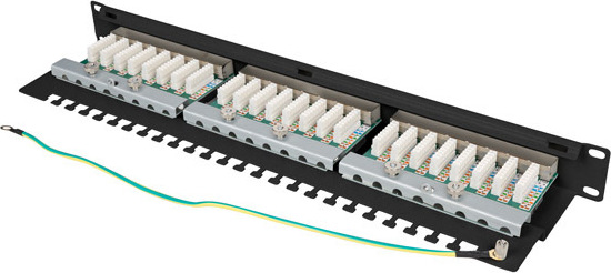 LANBERG PATCH PANEL 24 PORTŮ 1U 19" CAT.6 FTP STÍNĚNÝ ČERNÝ