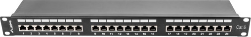 LANBERG PATCH PANEL 24 PORTŮ 1U 19" CAT.6 FTP STÍNĚNÝ ČERNÝ