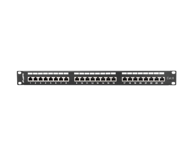 LANBERG PATCH PANEL 24 PORTŮ 1U 19" CAT.6 FTP STÍNĚNÝ ČERNÝ