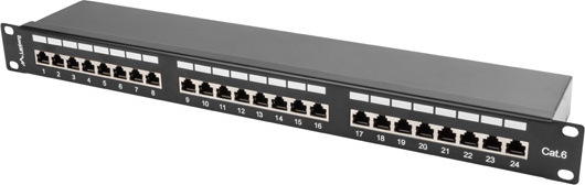 LANBERG PATCH PANEL 24 PORTŮ 1U 19" CAT.6 FTP STÍNĚNÝ ČERNÝ