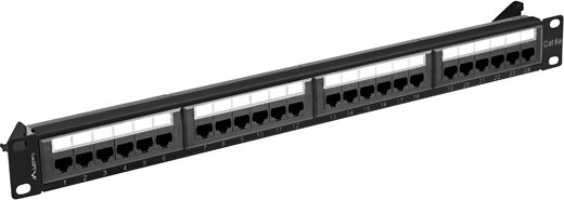 LANBERG PATCH PANEL 24 PORTŮ 1U 19" CAT.6A UTP ČERNÝ