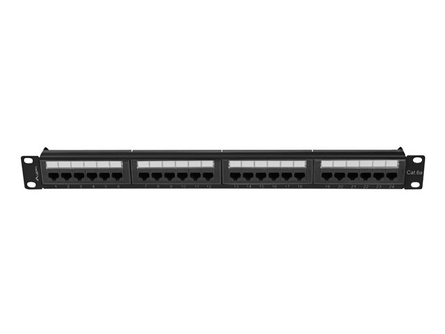 LANBERG PATCH PANEL 24 PORTŮ 1U 19" CAT.6A UTP ČERNÝ