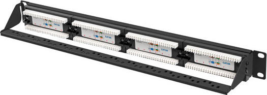 LANBERG PATCH PANEL 24 PORTŮ 1U 19" CAT.6A UTP ČERNÝ
