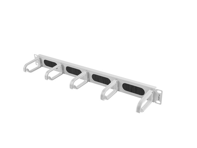LANBERG 19" PANEL S KARTÁČEM PRO VEDENÍ KABELŮ 5 KROUŽKŮ TYP B 1U ŠEDÝ
