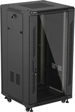 LANBERG INSTALAČNÍ SKŘÍŇOVÝ ROZVADĚČ 19" 22U 600X600 ČERNÉ SKLENĚNÉ DVEŘE (PLOCHÉ BALENÍ)
