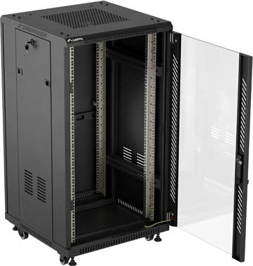 LANBERG INSTALAČNÍ SKŘÍŇOVÝ ROZVADĚČ 19" 22U 600X600 ČERNÉ SKLENĚNÉ DVEŘE (PLOCHÉ BALENÍ)