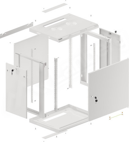 LANBERG RACKOVÁ SKŘÍŇ 19" NÁSTĚNNÁ 12U/600X450 PRO VLASTNÍ MONTÁŽ S KOVOVÝMI DVEŘMI ŠEDÁ