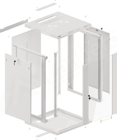 LANBERG 19" RACKOVÁ SKŘÍŇ PRO MONTÁŽ NA STĚNU 18U/600X600 (FLAT PACK) ŠEDÁ V2