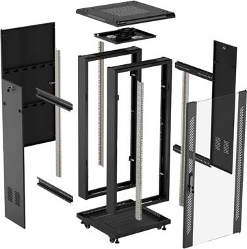 LANBERG 19" VOLNĚ STOJÍCÍ RACKOVÁ SKŘÍŇ 27U/600X600 (FLAT PACK) S PROSKLENÝMI DVEŘMI ČERNÁ