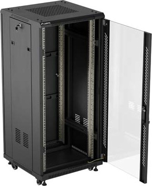 LANBERG 19" VOLNĚ STOJÍCÍ RACKOVÁ SKŘÍŇ 27U/600X600 (FLAT PACK) S PROSKLENÝMI DVEŘMI ČERNÁ