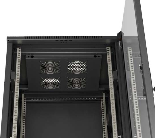 LANBERG 19" VOLNĚ STOJÍCÍ RACKOVÁ SKŘÍŇ 27U/600X600 (FLAT PACK) S PROSKLENÝMI DVEŘMI ČERNÁ