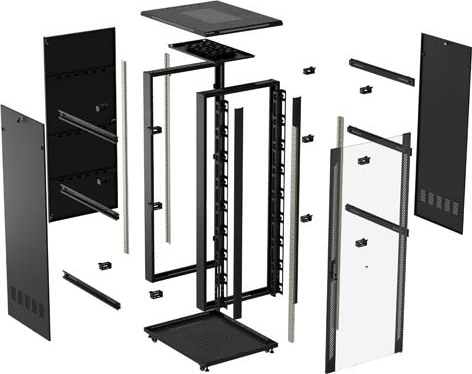 LANBERG 19" VOLNĚ STOJÍCÍ RACKOVÁ SKŘÍŇ 42U/800X1000 (FLAT PACK) S PROSKLENÝMI DVEŘMI ČERNÁ