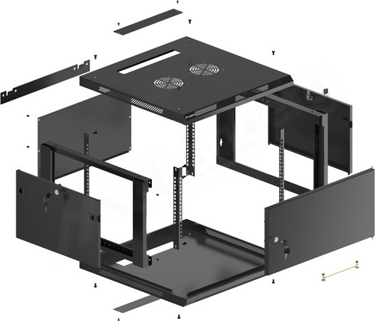 LANBERG RACKOVÁ SKŘÍŇ 19" PRO MONTÁŽ NA STĚNU 6U/600X600 PRO VLASTNÍ MONTÁŽ S KOVOVÝMI DVEŘMI ČERNÁ