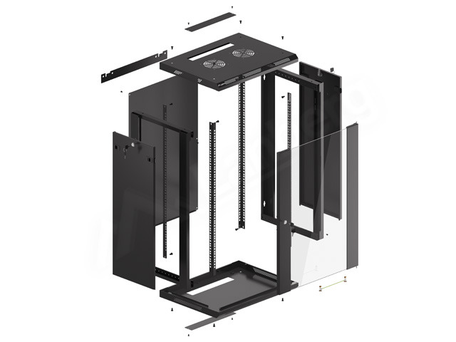 LANBERG 19" RACKOVÁ SKŘÍŇ PRO MONTÁŽ NA STĚNU 18U/600X450 (FLAT PACK) S PROSKLENÝMI DVEŘMI ČERNÁ V2