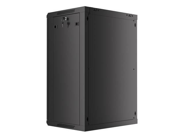 LANBERG 19" RACKOVÁ SKŘÍŇ PRO MONTÁŽ NA STĚNU 18U/600X450 (FLAT PACK) S PROSKLENÝMI DVEŘMI ČERNÁ V2