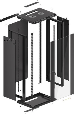 LANBERG RACKOVÁ SKŘÍŇ 19" NÁSTĚNNÁ 27U/600X450 (FLAT PACK) S PROSKLENÝMI DVEŘMI ČERNÁ V2