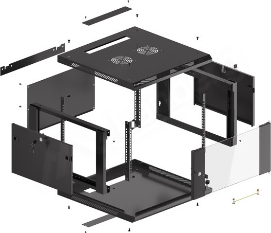LANBERG 19" RACKOVÁ SKŘÍŇ PRO MONTÁŽ NA STĚNU 6U/600X600 (FLAT PACK) ČERNÁ V2