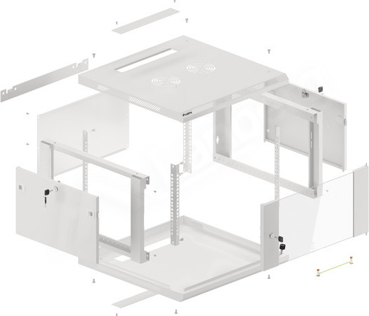 LANBERG 19" RACKOVÁ SKŘÍŇ PRO MONTÁŽ NA STĚNU 6U/600X600 (FLAT PACK) S PROSKLENÝMI DVEŘMI ŠEDÁ V2