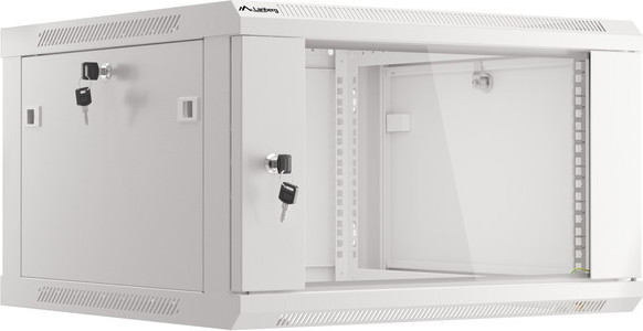 LANBERG 19" RACKOVÁ SKŘÍŇ PRO MONTÁŽ NA STĚNU 6U/600X600 (FLAT PACK) S PROSKLENÝMI DVEŘMI ŠEDÁ V2