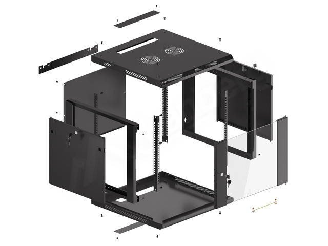 LANBERG RACKOVÁ SKŘÍŇ 19" PRO MONTÁŽ NA STĚNU 9U/600X600 (FLAT PACK) V2 ČERNÁ
