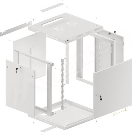 LANBERG RACKOVÁ SKŘÍŇ 19" NÁSTĚNNÁ 12U/600X600 PRO VLASTNÍ MONTÁŽ S KOVOVÝMI DVEŘMI ŠEDÁ