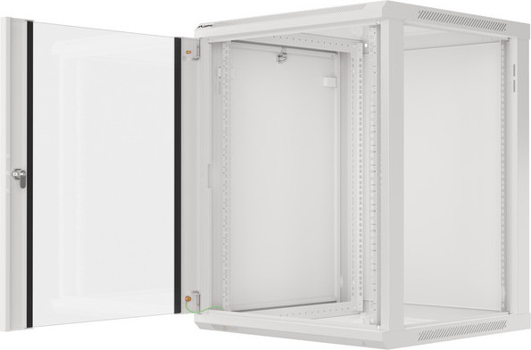 LANBERG 19" RACKOVÁ SKŘÍŇ PRO MONTÁŽ NA STĚNU 15U/600X600 (FLAT PACK) S PROSKLENÝMI DVEŘMI ŠEDÁ V2c