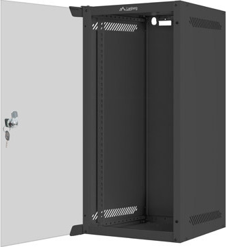 LANBERG RACKOVÁ SKŘÍŇ 10" NÁSTĚNNÁ 12U/280X310 (FLAT PACK) S PROSKLENÝMI DVEŘMI ČERNÁ