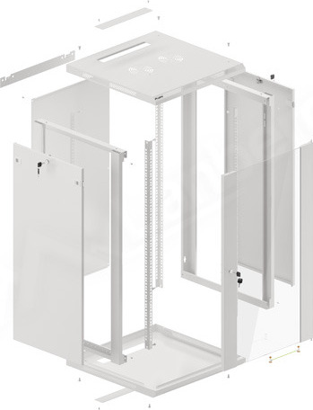 LANBERG 19" RACKOVÁ SKŘÍŇ PRO MONTÁŽ NA STĚNU 22U/600X600 (FLAT PACK) S PROSKLENÝMI DVEŘMI ŠEDÁ V2