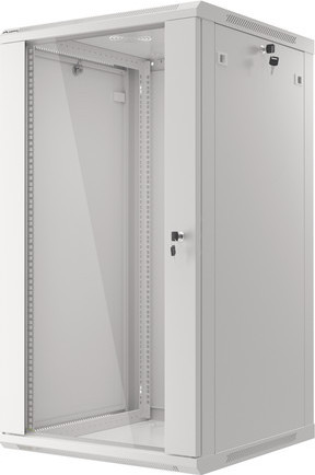 LANBERG 19" RACKOVÁ SKŘÍŇ PRO MONTÁŽ NA STĚNU 22U/600X600 (FLAT PACK) S PROSKLENÝMI DVEŘMI ŠEDÁ V2