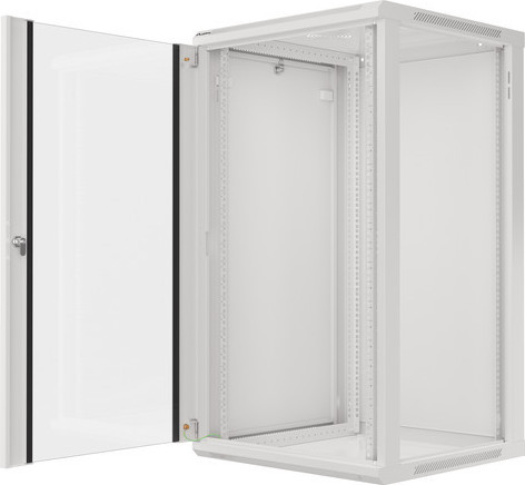 LANBERG 19" RACKOVÁ SKŘÍŇ PRO MONTÁŽ NA STĚNU 22U/600X600 (FLAT PACK) S PROSKLENÝMI DVEŘMI ŠEDÁ V2