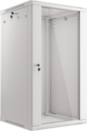 LANBERG 19" RACKOVÁ SKŘÍŇ PRO MONTÁŽ NA STĚNU 22U/600X600 (FLAT PACK) S PROSKLENÝMI DVEŘMI ŠEDÁ V2