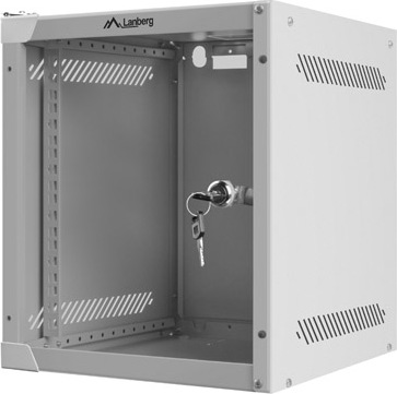 LANBERG RACKOVÁ SKŘÍŇ 10" NÁSTĚNNÁ 6U/280X310 (FLAT PACK) S PROSKLENÝMI DVEŘMI ŠEDÁ