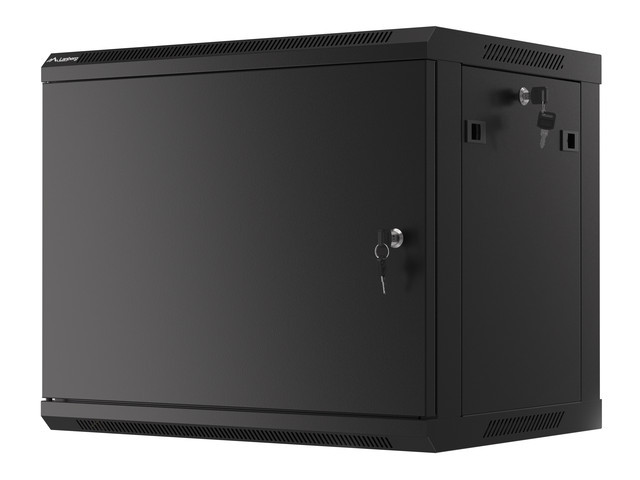 LANBERG 19" RACKOVÁ SKŘÍŇ PRO MONTÁŽ NA STĚNU 9U/600X450 PRO VLASTNÍ MONTÁŽ S KOVOVÝMI DVEŘMI ČERNÁ