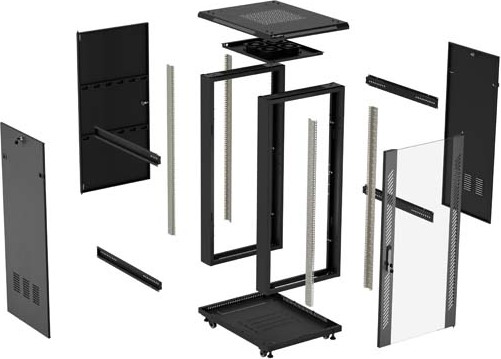 LANBERG 19" VOLNĚ STOJÍCÍ RACKOVÁ SKŘÍŇ 42U/600X800 (FLAT PACK) S PROSKLENÝMI DVEŘMI ČERNÁ