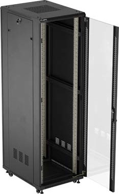 LANBERG 19" VOLNĚ STOJÍCÍ RACKOVÁ SKŘÍŇ 42U/600X800 (FLAT PACK) S PROSKLENÝMI DVEŘMI ČERNÁ