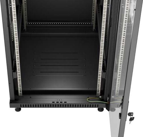 LANBERG 19" VOLNĚ STOJÍCÍ RACKOVÁ SKŘÍŇ 42U/600X800 (FLAT PACK) S PROSKLENÝMI DVEŘMI ČERNÁ