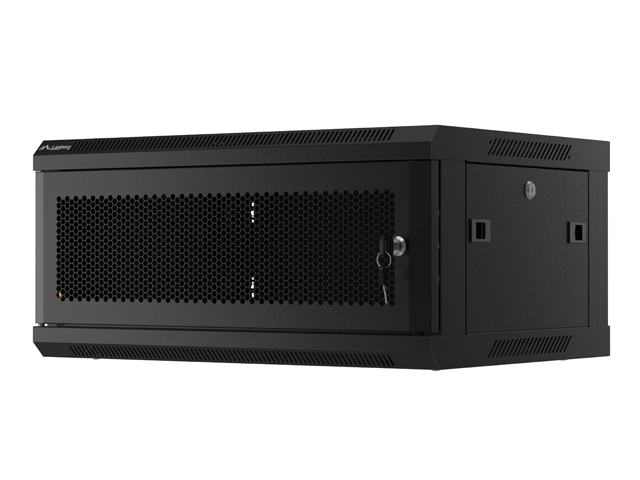 LANBERG RACKOVÁ SKŘÍŇ 19" NÁSTĚNNÁ 4U/600X450 S PERFOROVANÝMI DVEŘMI ČERNÁ (PLOCHÉ BALENÍ)