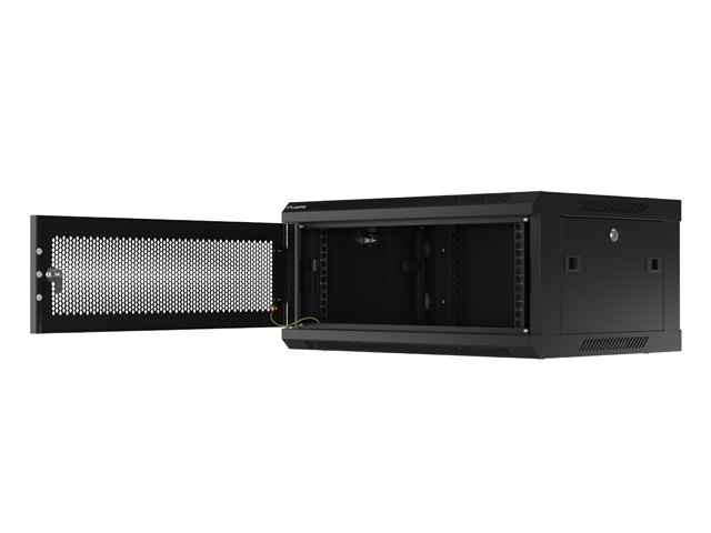 LANBERG RACKOVÁ SKŘÍŇ 19" NÁSTĚNNÁ 4U/600X450 S PERFOROVANÝMI DVEŘMI ČERNÁ (PLOCHÉ BALENÍ)