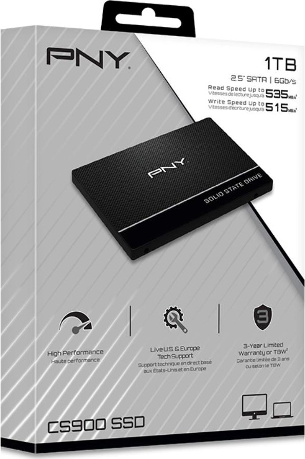 PNY SSD CS900 1TB, SATA III 2,5", (R:535 / W:515MB/s)