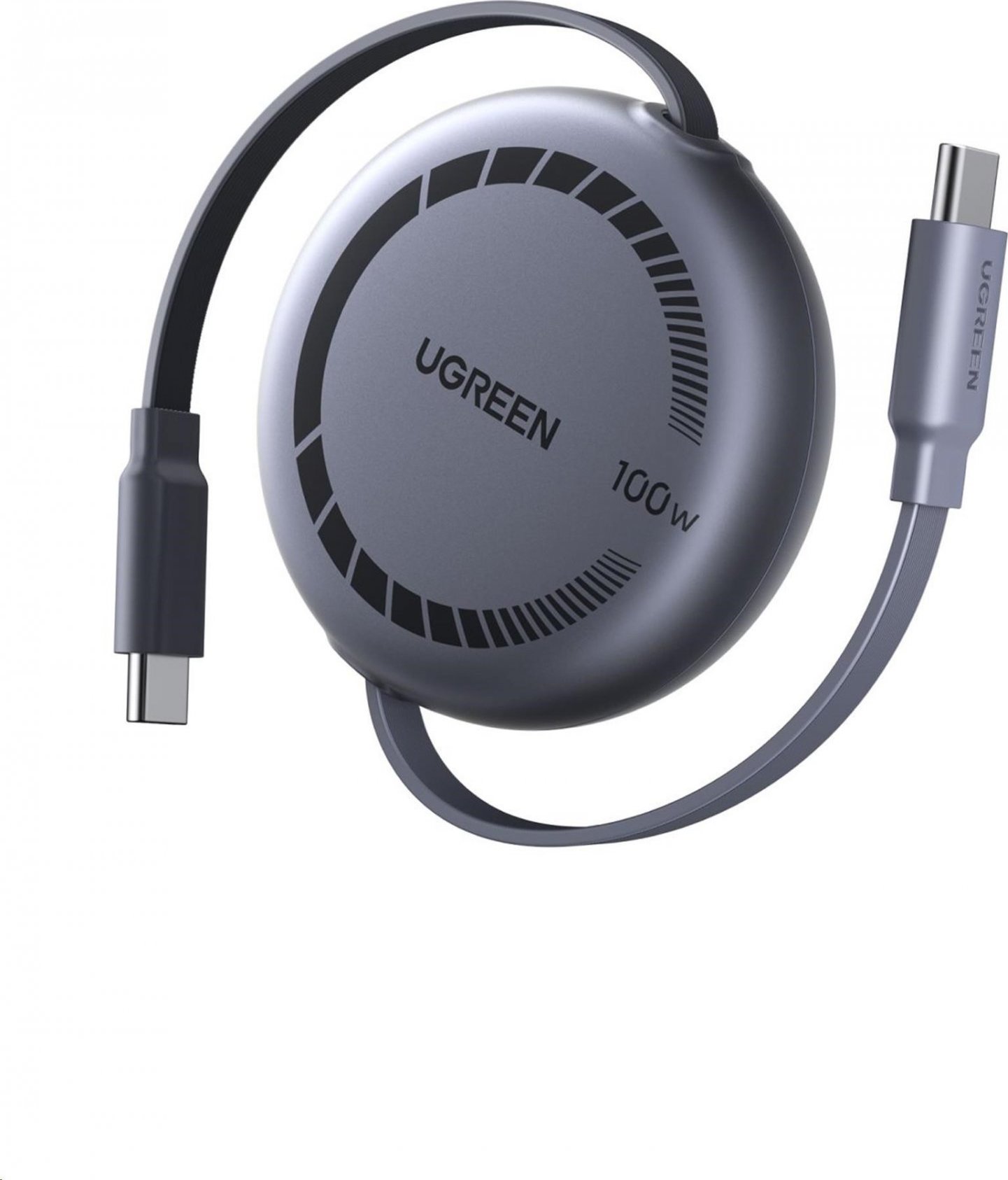 UGREEN navíjecí kabel USB-C, 1m, stříbrná