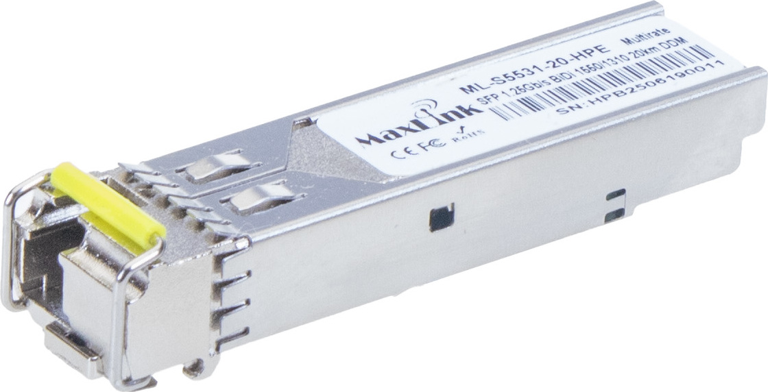 MaxLink 1.25G SFP optický HP modul, WDM(BiDi), SM, Tx 1550/Rx1310nm, 20km, 1x LC konektor, DDM, HPE