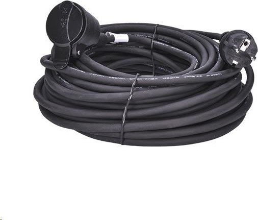 Solight prodlužovací přívod - spojka, 1 zásuvka, 20m, 3 x 1,5mm2, gumová, černá
