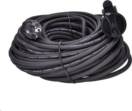Solight prodlužovací přívod - spojka, 1 zásuvka, 30m, 3 x 1,5mm2, gumová, černá