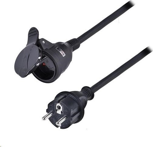 Solight prodlužovací přívod - spojka, 1 zásuvka, 30m, 3 x 1,5mm2, gumová, černá